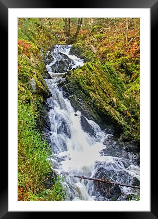 Waterway, Stream, Waterfall, Kenick burn, Lauristo Framed Mounted Print by Hugh McKean
