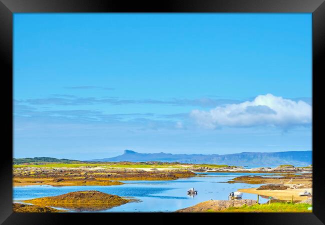 View from Invercambie to the inner Hebridien island of Eigg Framed Print by Hugh McKean
