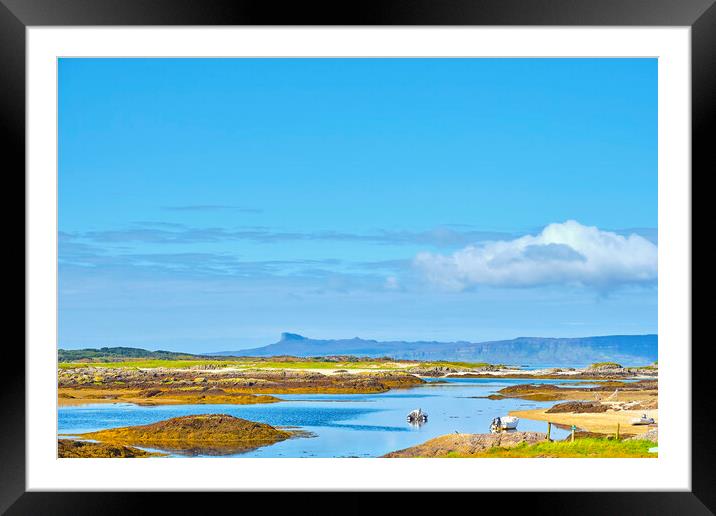 View from Invercambie to the inner Hebridien island of Eigg Framed Mounted Print by Hugh McKean