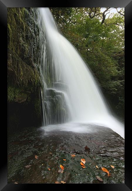 Sgwd Clun Gwyn - Waterfall of the White Meadow Framed Print by David (Dai) Meacham