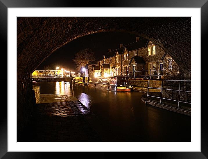 Nightime on the canal Framed Mounted Print by David (Dai) Meacham