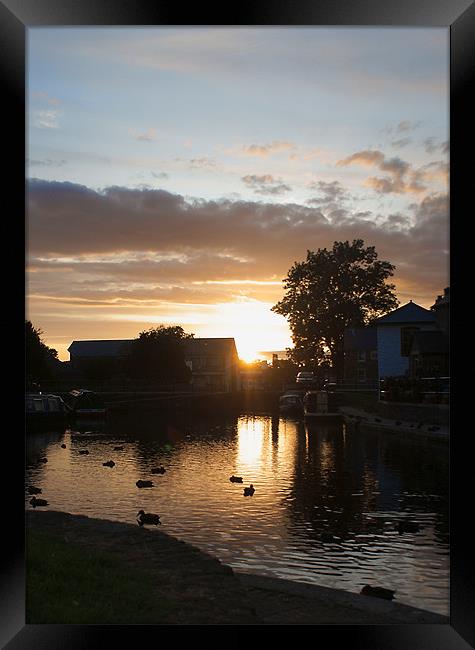 Sunset at Brecon Canal Basin Framed Print by David (Dai) Meacham