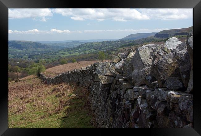 Dry stone wall on the moors Framed Print by David (Dai) Meacham