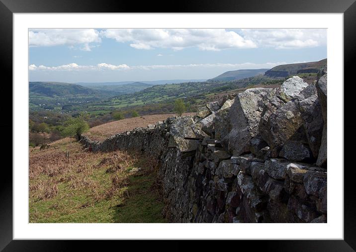 Dry stone wall on the moors Framed Mounted Print by David (Dai) Meacham