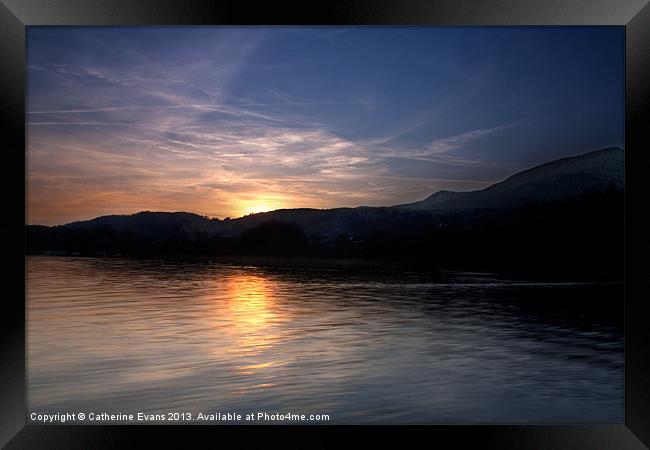 Sunset on Coniston Water Framed Print by Catherine Fowler