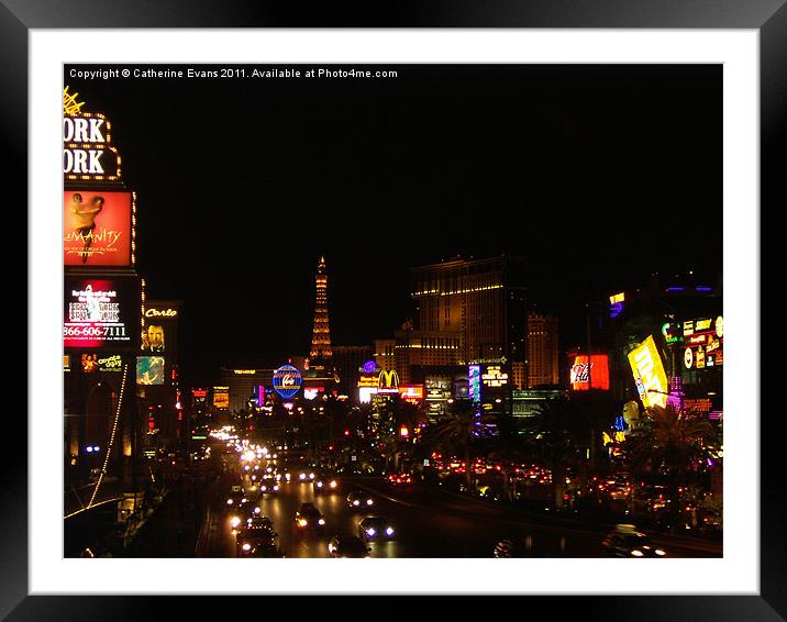 The Las Vegas strip at night Framed Mounted Print by Catherine Fowler