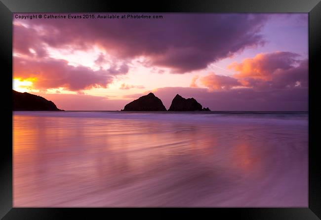  Holywell Bay Sunset Framed Print by Catherine Fowler