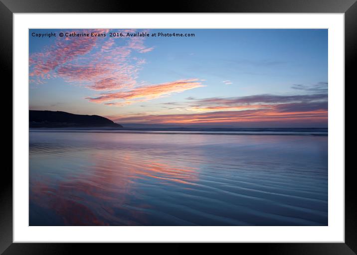 Sunset Reflections on Westward Ho Beach Framed Mounted Print by Catherine Fowler