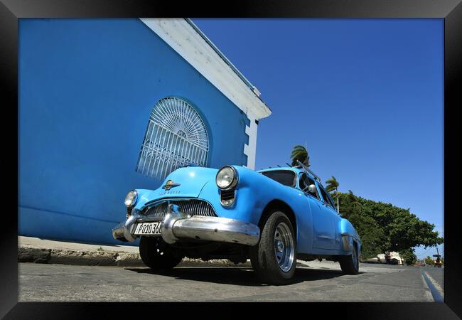 Shades of Blue in Cienfuegos Cuba. Framed Print by MIKE POBEGA