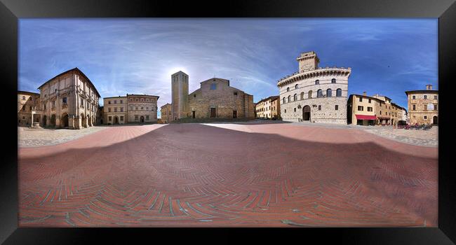 Piazza in Tuscany Italy Framed Print by MIKE POBEGA