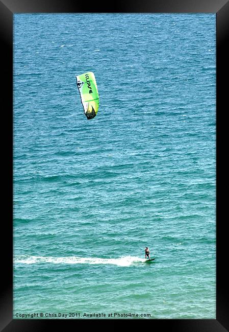 Kite Surfer Framed Print by Chris Day