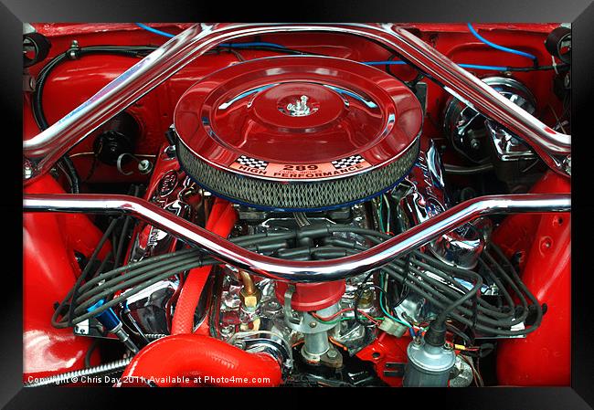 Ford Mustang Engine Bay Framed Print by Chris Day