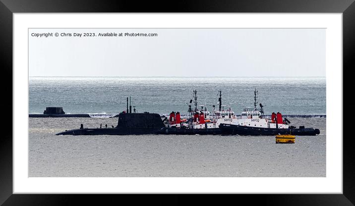 HMS Audaciuos on Plymouth Sound Framed Mounted Print by Chris Day