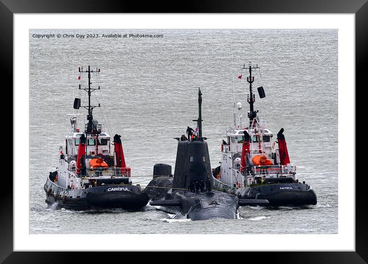 HMS Audacious and escort Framed Mounted Print by Chris Day