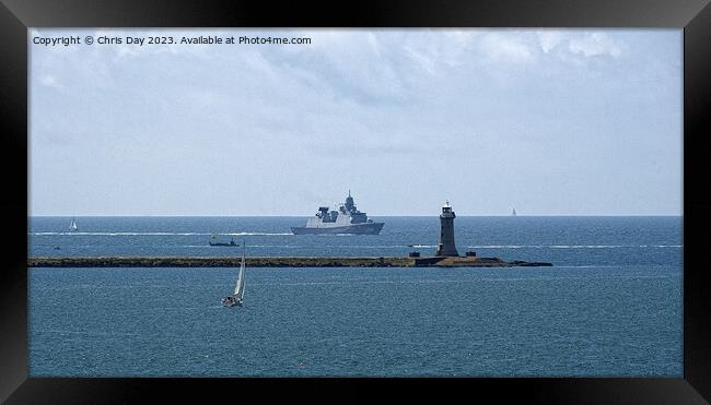 HNLMS De Zeven Provinciën approachin Plymouth Sound Framed Print by Chris Day