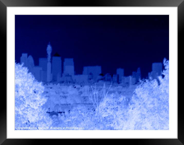 Negative City Blue Framed Mounted Print by Chris Day