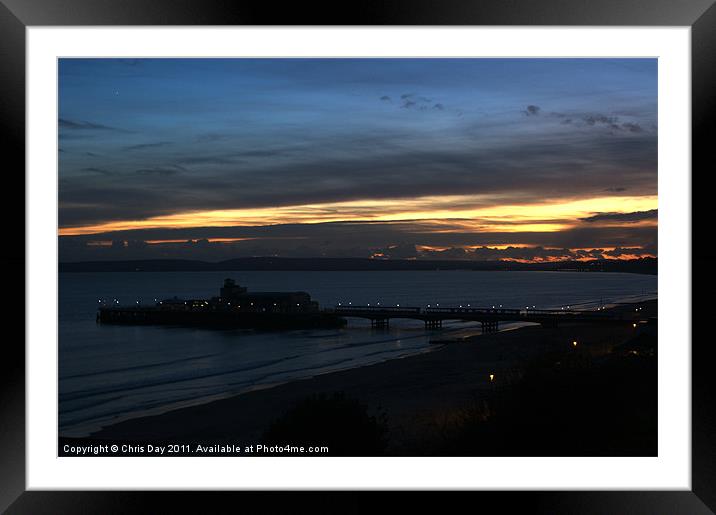 Sunset over Poole Bay Framed Mounted Print by Chris Day