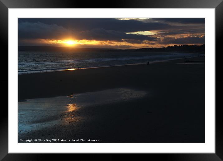 Bournemouth Sunset Framed Mounted Print by Chris Day
