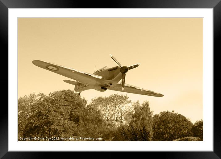 Spitfire Framed Mounted Print by Chris Day