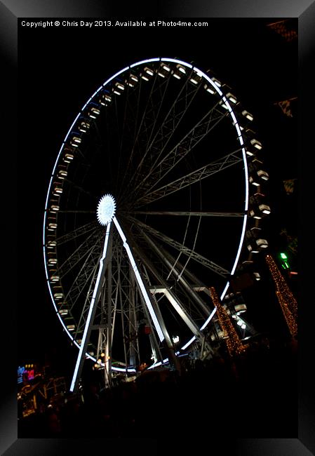 Ferris Wheel at Winter Wonderland Framed Print by Chris Day