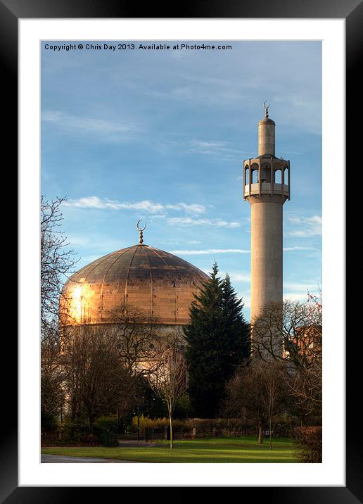 London Central Mosque Framed Mounted Print by Chris Day