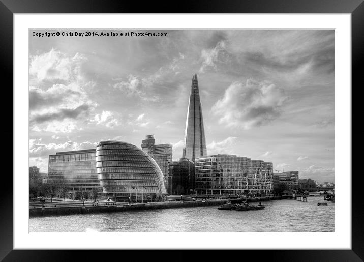 The Shard and London Skyline Framed Mounted Print by Chris Day