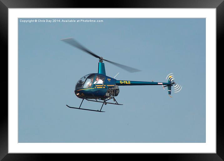 R22 Beta Helicopter Framed Mounted Print by Chris Day