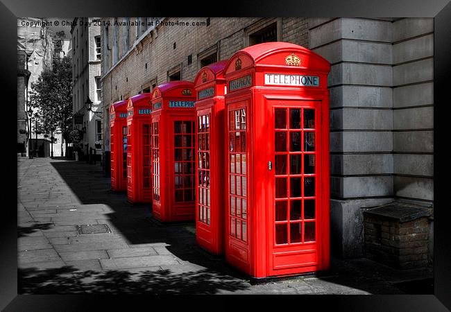 Telephone Boxes Framed Print by Chris Day