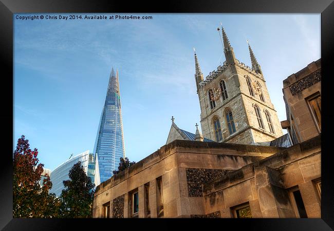 The Shard and Southwark Cathedral Framed Print by Chris Day