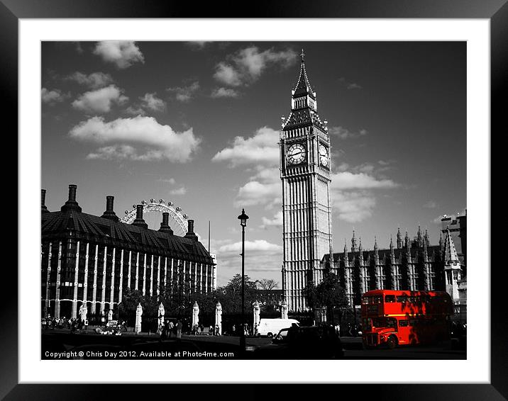 Routemaster Bus and Big Ben Framed Mounted Print by Chris Day