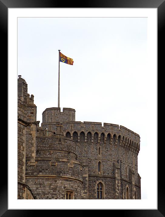 Royal Standard flies above Windsor Castle Framed Mounted Print by Chris Day