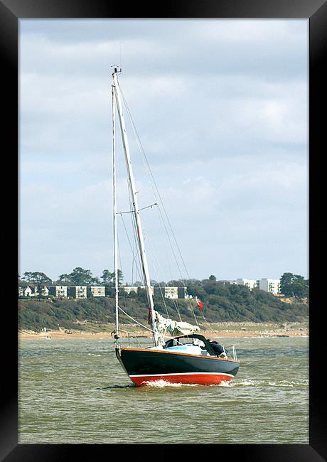 Yacht entering Christchurch harbour Framed Print by Chris Day