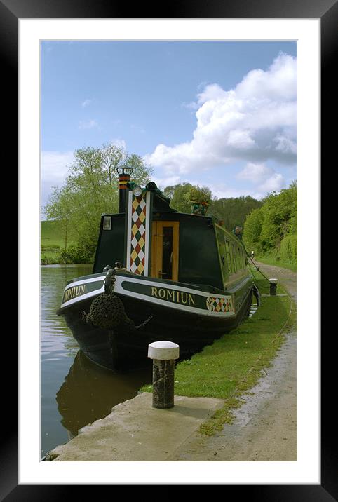 Moored narrowboat Framed Mounted Print by Chris Day