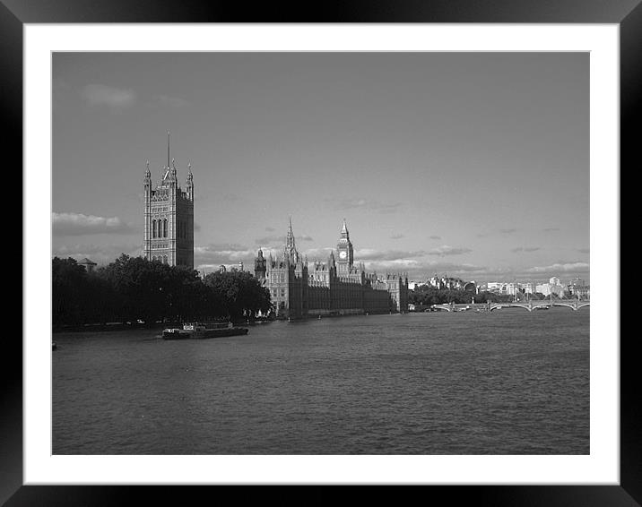 Palace of Westminster in Black and White Framed Mounted Print by Chris Day
