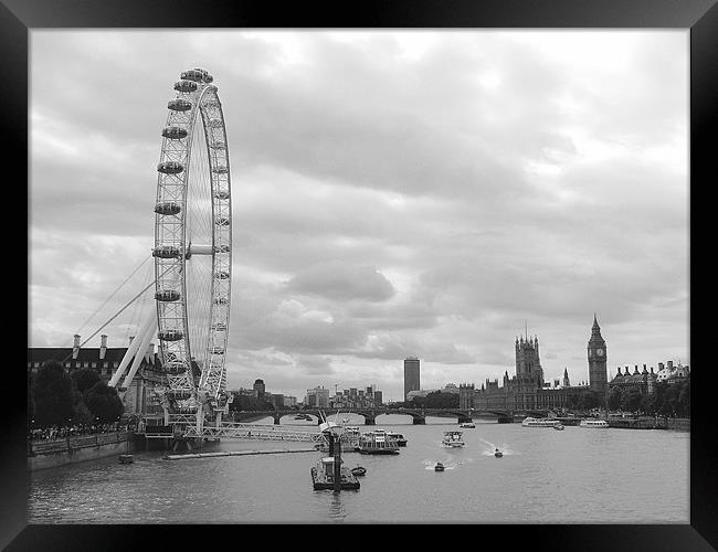 Westminster Reach in Black and White Framed Print by Chris Day