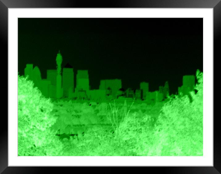 Negativecity Green - London Skyline Framed Mounted Print by Chris Day