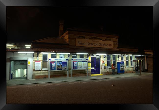 West Drayton Station at Night Framed Print by Chris Day