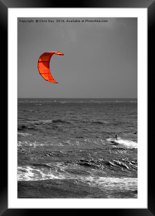 Kite Surfer Framed Mounted Print by Chris Day