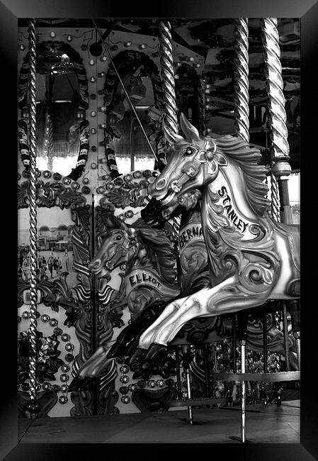 Carousel in black and white Framed Print by Chris Day