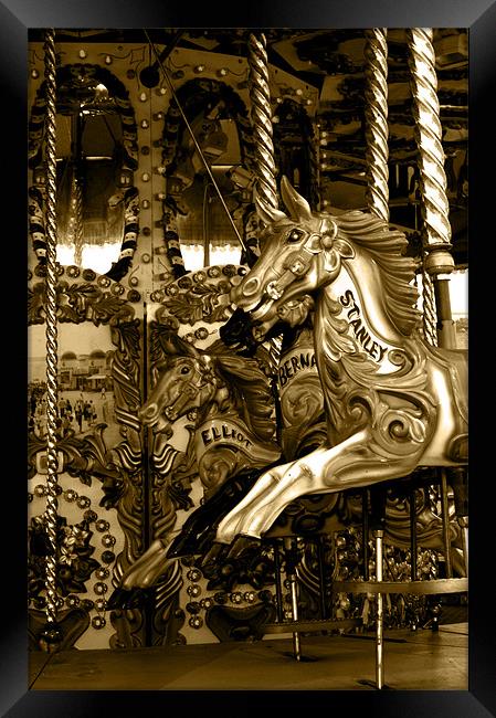 Carousel in sepia Framed Print by Chris Day