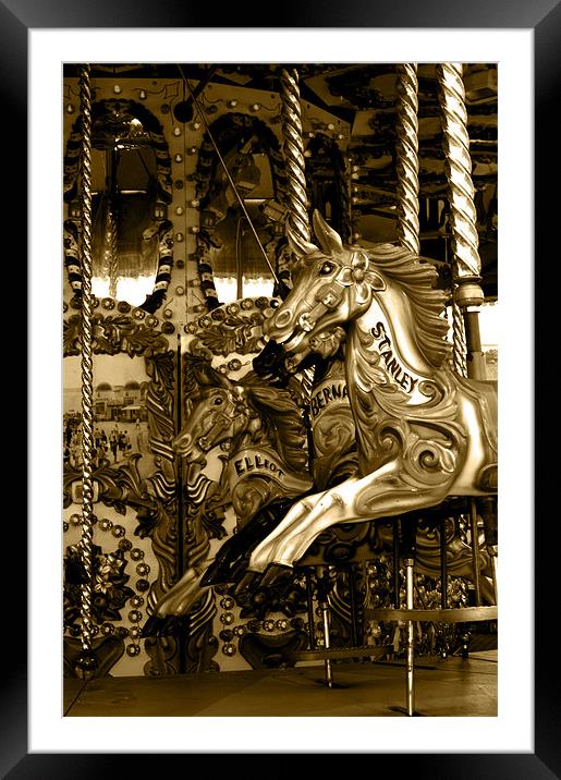 Carousel in sepia Framed Mounted Print by Chris Day