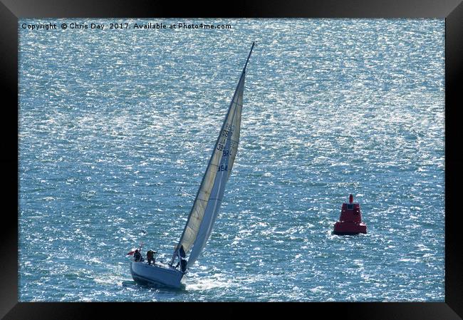 Yacht on Plymouth Sound Framed Print by Chris Day
