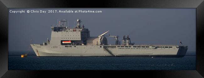 RFA Cardigan Bay on Plymouth Sound Framed Print by Chris Day
