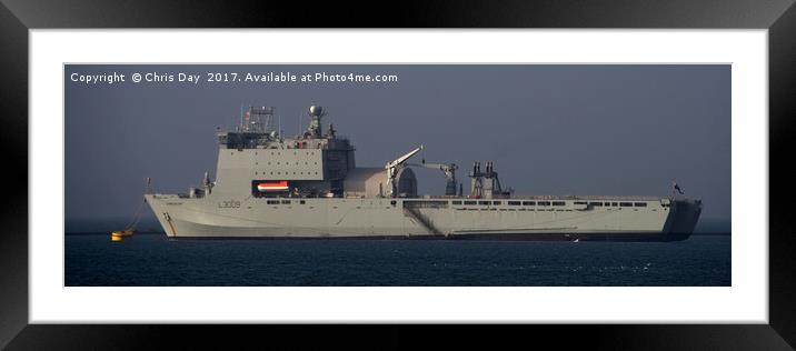 RFA Cardigan Bay on Plymouth Sound Framed Mounted Print by Chris Day