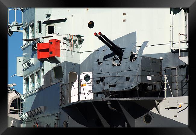 Guns on HMS Belfast Framed Print by Chris Day