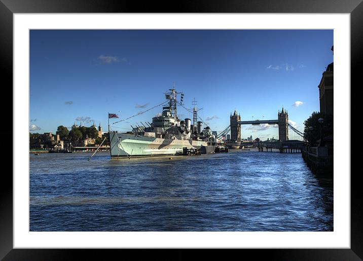 The Tower HMS Belfast and Tower Bridge Framed Mounted Print by Chris Day