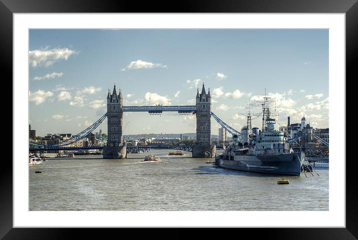 Tower Bridge and HMS Belfast 3 Framed Mounted Print by Chris Day