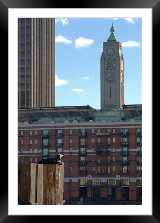 Oxo Tower and admirer Framed Mounted Print by Chris Day