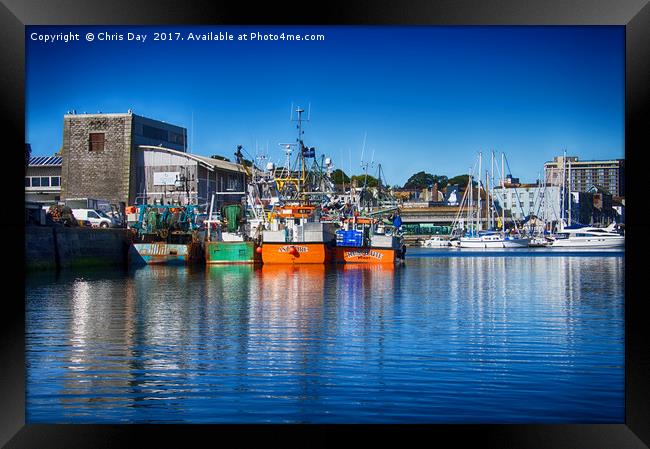 Sutton Harbour Framed Print by Chris Day