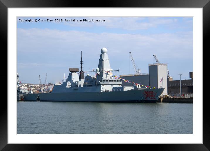 HMS Dragon Framed Mounted Print by Chris Day